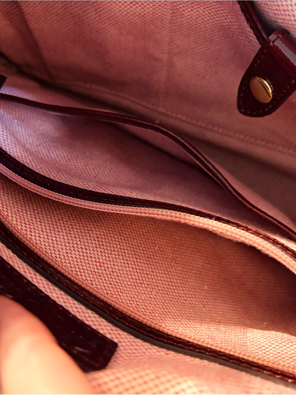 Dooney & Bourke Glossy Burgundy Patent Leather Shoulder Bag - Picture 8 of 16